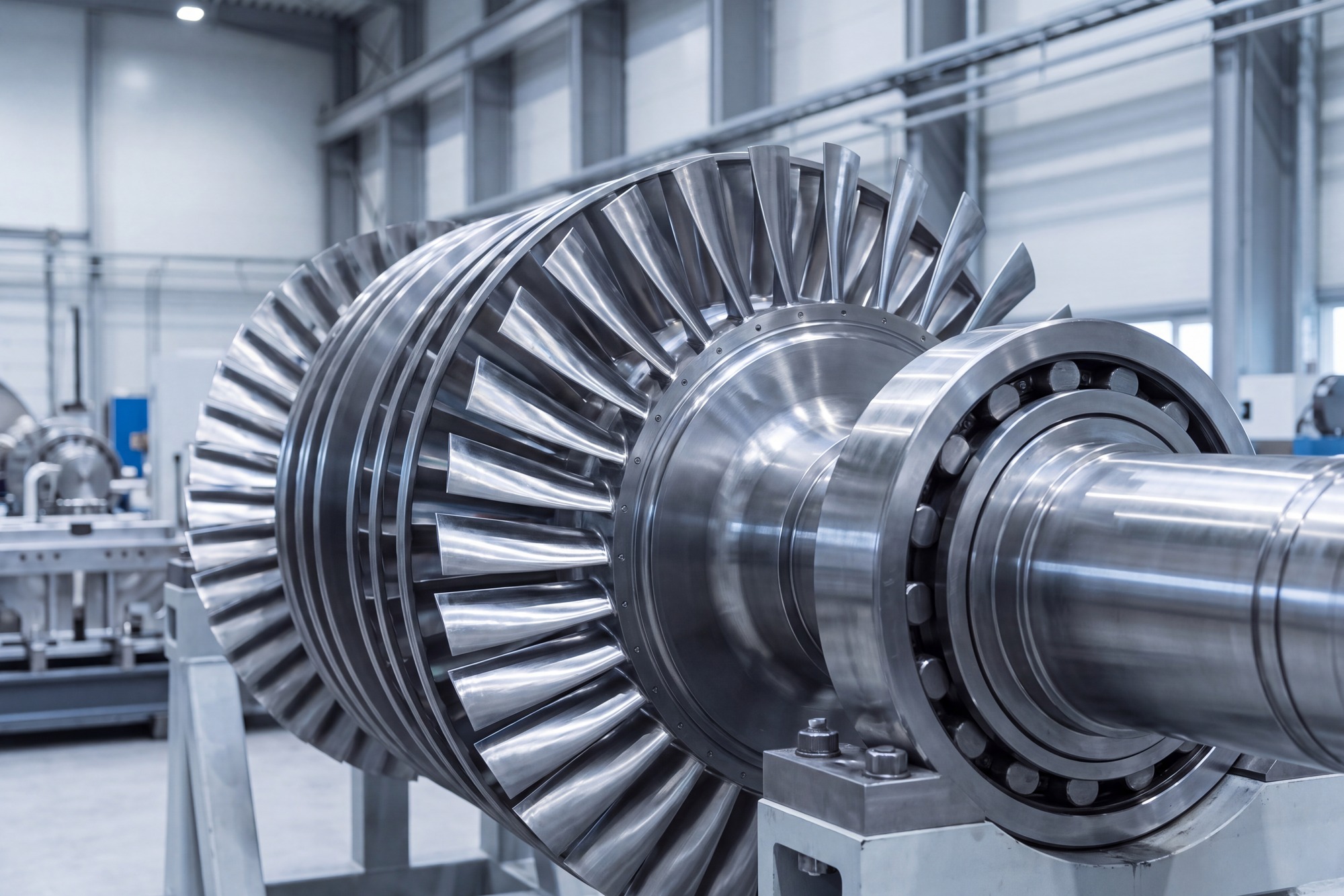 Turbine rotor running on a roller bearing